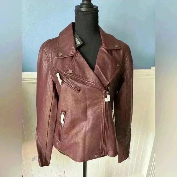 Blank NYC Jackets & Blazers - NWT Blank NYC Vegan Leather Moto Jacket ~ Large ~ Burgundy/Maroon